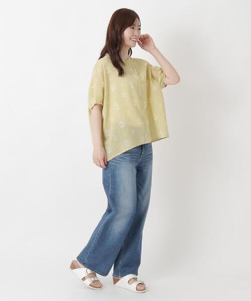 one'sterrace（ワンズテラス）の「麻プリント前開きブラウス（シャツ/ブラウス・レディース・グレー系4/グレー系その他7/オリーブ系3・02）」の6枚目の写真