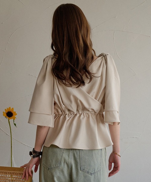 mideal(マイディール)の「2way ribbon asymmetry tops / 2wayリボンアシンメトリートップス(その他トップス・レディース・ベージュ/ブラウン・FREE)」の22枚目の写真