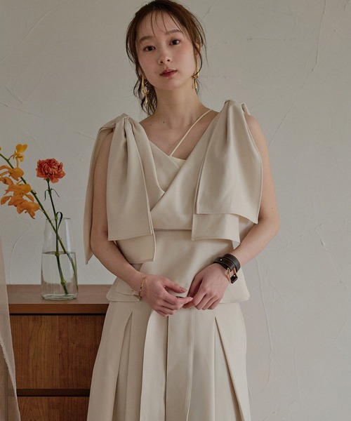 2way ribbon asymmetry tops / 2wayリボンアシンメトリートップス