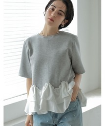MEISM（ミズム）の「[2026 SUMMER COLLECTION][MEISM by Re:EDIT]ダンボールウェーブフリル切り替え半袖トップス（Tシャツ/カットソー）」