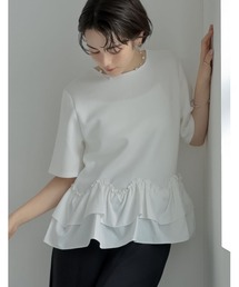 MEISM（ミズム）の「[2026 SUMMER COLLECTION][MEISM by Re:EDIT]ダンボールウェーブフリル切り替え半袖トップス（Tシャツ/カットソー）」