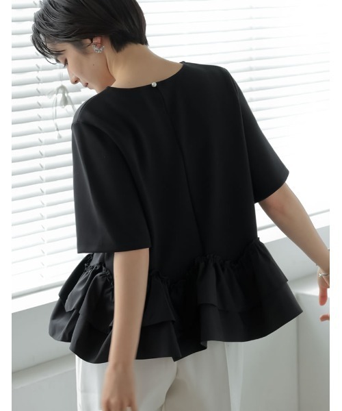 MEISM（ミズム）の「[2026 SUMMER COLLECTION][MEISM by Re:EDIT]ダンボールウェーブフリル切り替え半袖トップス（Tシャツ/カットソー・レディース・ホワイト/ブラック/グレー・LARGE/MEDIUM）」の5枚目の写真
