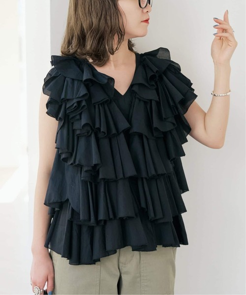 Spick & Span(スピックアンドスパン)の「《一部店舗+WEB限定 / 追加》AAYUSHI / アユーシ レイヤードラッフル ブラウス(シャツ/ブラウス・レディース・ブラック/ホワイト・FREE)」の6枚目の写真