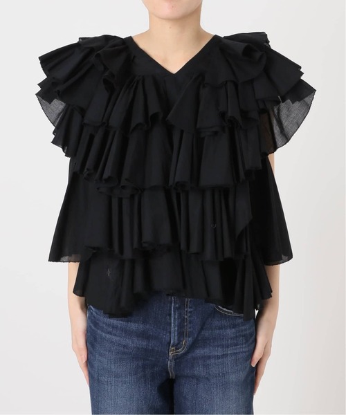 Spick & Span(スピックアンドスパン)の「《一部店舗+WEB限定 / 追加》AAYUSHI / アユーシ レイヤードラッフル ブラウス(シャツ/ブラウス・レディース・ブラック/ホワイト・FREE)」の15枚目の写真