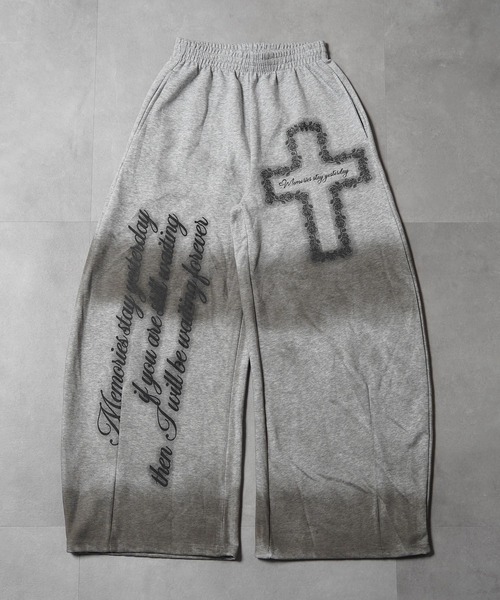 1111clothing(ワンフォークロージング)の「スプレー加工 ワイドスウェットパンツ / Spray-Printed Wide Sweatpants(スウェットパンツ・メンズ・ブラック/グレー・M/S)」の21枚目の写真