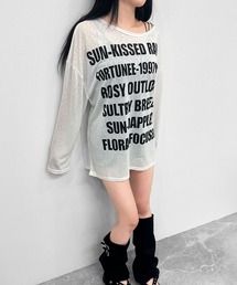 【2COLOR】シアーレタリングルーズロングTシャツ