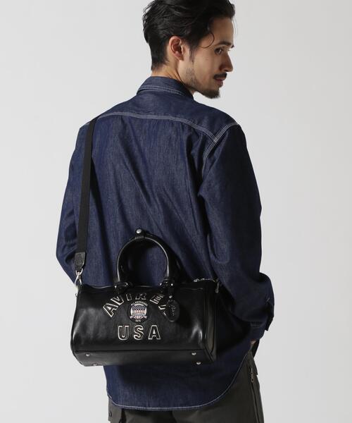 AVIREX(アヴィレックス)の「VARSITY LEATHER MINI DUFFLE BAG/バーシティーミニダッフルバッグ(トートバッグ・レディース・ブラック・F)」の6枚目の写真