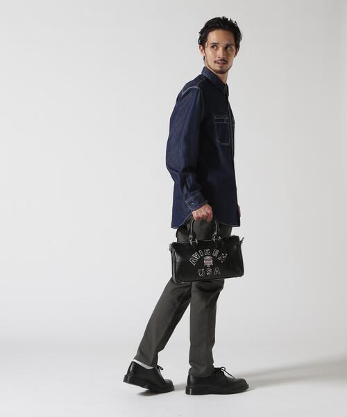 AVIREX(アヴィレックス)の「VARSITY LEATHER MINI DUFFLE BAG/バーシティーミニダッフルバッグ(トートバッグ・レディース・ブラック・F)」の7枚目の写真