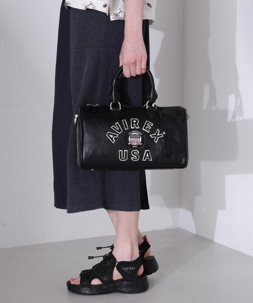 AVIREX(アヴィレックス)の「VARSITY LEATHER MINI DUFFLE BAG/バーシティーミニダッフルバッグ(トートバッグ・レディース・ブラック・F)」の8枚目の写真