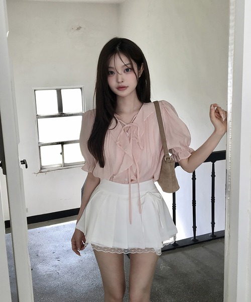 Girly Doll(ガーリードール)の「パフスリーブタックフリルブラウス(その他トップス・レディース・ブルー/ピンク/ホワイト/ベージュ・FREE)」の17枚目の写真