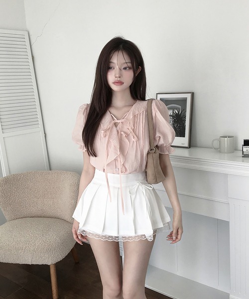 Girly Doll(ガーリードール)の「パフスリーブタックフリルブラウス(その他トップス・レディース・ブルー/ピンク/ホワイト/ベージュ・FREE)」の20枚目の写真