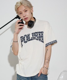 WEGO/チェックディテールロゴTシャツ