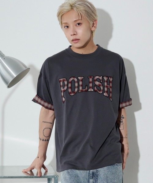 WEGO(ウィゴー)の「WEGO/チェックディテールロゴTシャツ(Tシャツ/カットソー・メンズ・ホワイト/ネイビー/スミクロ・MEDIUM/LARGE)」の15枚目の写真