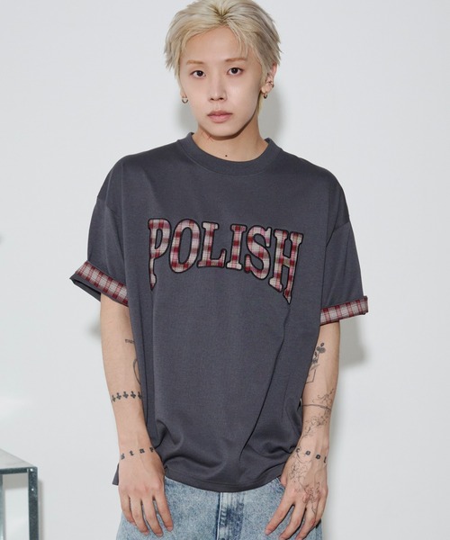 WEGO(ウィゴー)の「WEGO/チェックディテールロゴTシャツ(Tシャツ/カットソー・メンズ・ホワイト/ネイビー/スミクロ・MEDIUM/LARGE)」の16枚目の写真