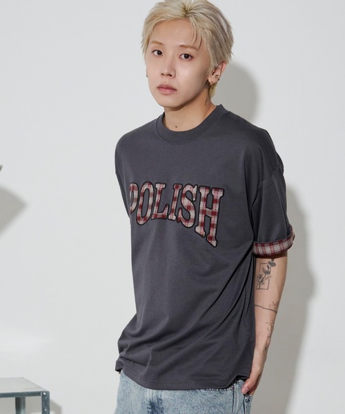 WEGO(ウィゴー)の「WEGO/チェックディテールロゴTシャツ(Tシャツ/カットソー・メンズ・ホワイト/ネイビー/スミクロ・MEDIUM/LARGE)」の17枚目の写真