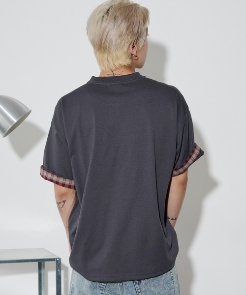 WEGO(ウィゴー)の「WEGO/チェックディテールロゴTシャツ(Tシャツ/カットソー・メンズ・ホワイト/ネイビー/スミクロ・MEDIUM/LARGE)」の19枚目の写真