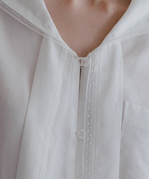 MANOF(マノフ)の「SAILOR COLLAR LOOSE SHIRT(シャツ/ブラウス・レディース・ブラック/ホワイト・F)」の10枚目の写真
