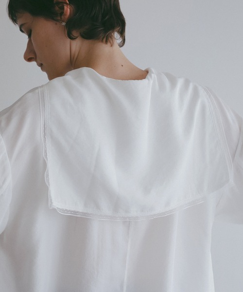 MANOF(マノフ)の「SAILOR COLLAR LOOSE SHIRT(シャツ/ブラウス・レディース・ブラック/ホワイト・F)」の11枚目の写真