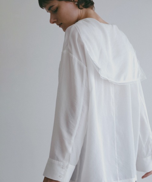 MANOF(マノフ)の「SAILOR COLLAR LOOSE SHIRT(シャツ/ブラウス・レディース・ブラック/ホワイト・F)」の12枚目の写真
