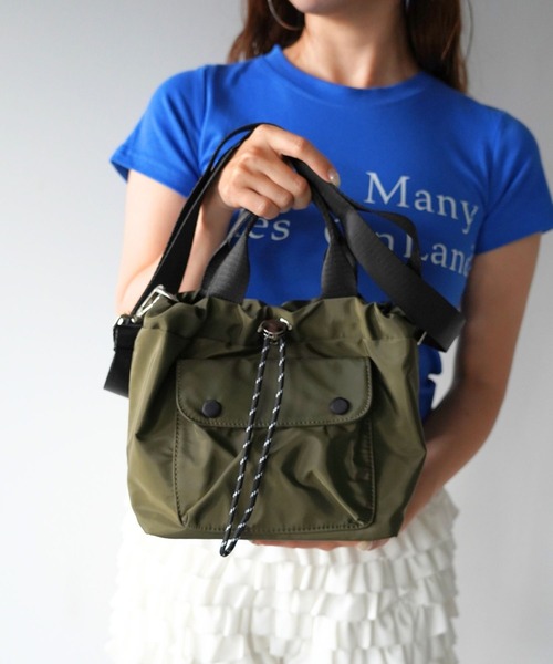 SANSeLF（サンセルフ）の「【SANSeLF】2WAYナイロンドローストリングバッグ saa26s087（ショルダーバッグ・レディース・ブラック/ベージュ/カーキ・FREE）」の5枚目の写真