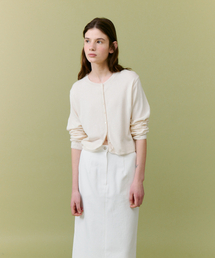 Crop button cardigan_ivory