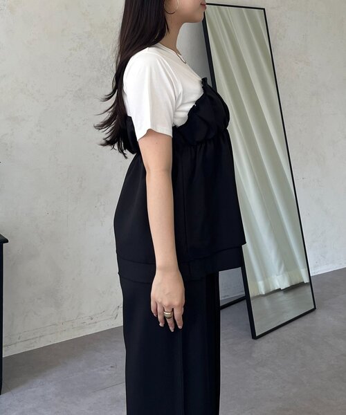 prose verse(プロズヴェール)の「【セットアップ】ペプラムビスチェドッキングTシャツ×ワイドパンツ(つなぎ/オールインワン・レディース・ブラック・PL/PM/MEDIUM/LARGE)」の20枚目の写真