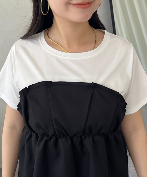 prose verse(プロズヴェール)の「【セットアップ】ペプラムビスチェドッキングTシャツ×ワイドパンツ(つなぎ/オールインワン・レディース・ブラック・PL/PM/MEDIUM/LARGE)」の22枚目の写真