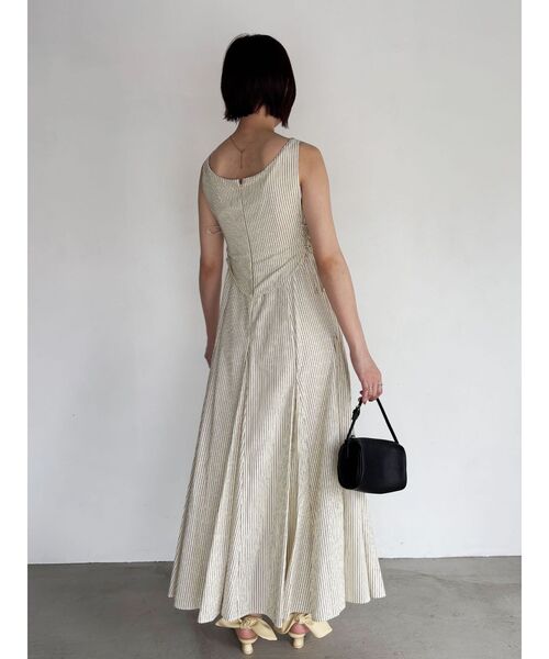 LAGUNAMOON(ラグナムーン)の「ストライプドレープフレアワンピース 【夏服】(ワンピース・レディース・ホワイト/イエロー/ブルー・MEDIUM/SMALL)」の10枚目の写真