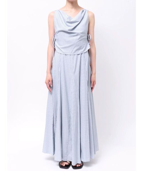 LAGUNAMOON(ラグナムーン)の「ストライプドレープフレアワンピース 【夏服】(ワンピース・レディース・ホワイト/イエロー/ブルー・MEDIUM/SMALL)」の16枚目の写真