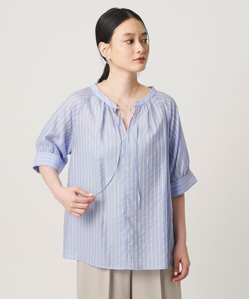 A DAY IN THE LIFE UNITED ARROWS(アデイインザライフユナイテッドアローズ)の「ラグラン 2WAYブラウス <A DAY IN THE LIFE>(シャツ/ブラウス・レディース・ライトブルー/ライトピンク/ネイビー・FREE)」の1枚目の写真