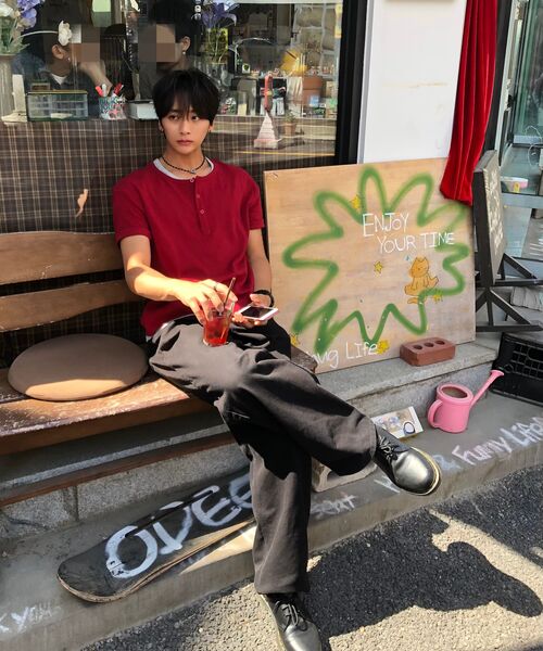 DECOROSO（デコローゾ）の「イージーレイヤードヘンリーネック半袖Tシャツ[ディープレッド]（Tシャツ/カットソー・メンズ・その他・LARGE/X-LARGE）」の22枚目の写真