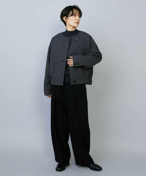 MOGA(モガ)の「スポンディッシュボンディングショートコート(その他アウター・レディース・チャコールグレー/ダークネイビー・2/3)」の19枚目の写真