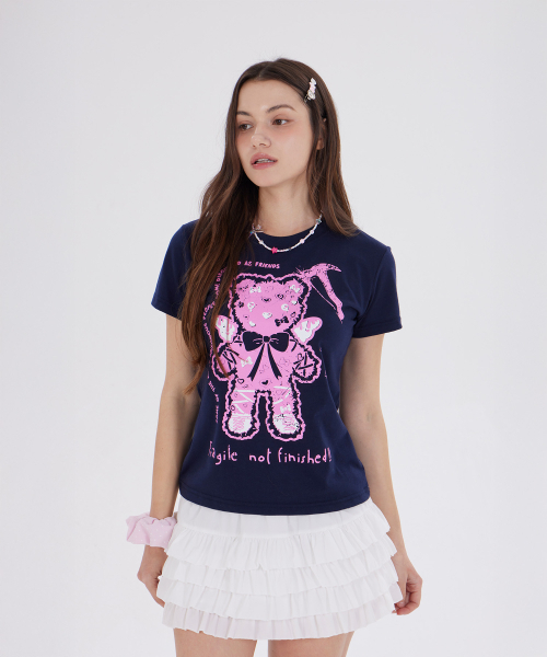 DYSFUNCT(ディスファンクト)の「ANGEL HAMMER BEAR SLIM T-SHIRT(NAVY)(Tシャツ/カットソー・レディース・その他・SMALL/MEDIUM)」の1枚目の写真
