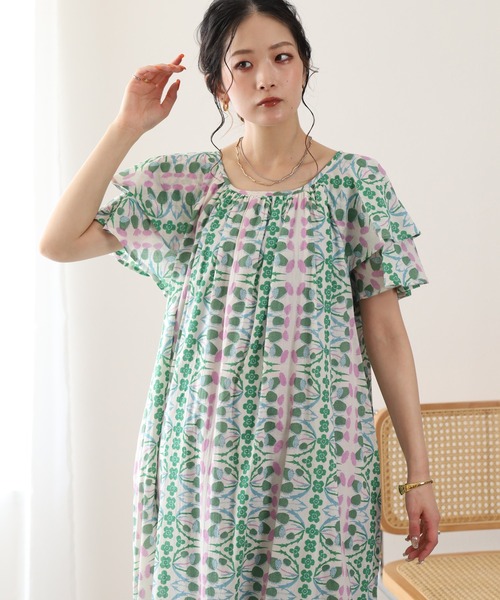KILKI(キルキー)の「kilki フリルスリーブワンピース アザミ(ワンピース・レディース・ブルー系その他/ホワイト系その他・FREE)」の1枚目の写真