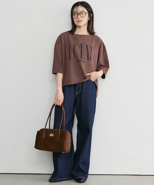 Doux archives(ドゥアルシーヴ)の「ECLATミニ裏毛ハーフスリーブプルオーバー(Tシャツ/カットソー・レディース・ワインレッド/チャコールグレー/ブラウン/アイボリー・FREE)」の5枚目の写真