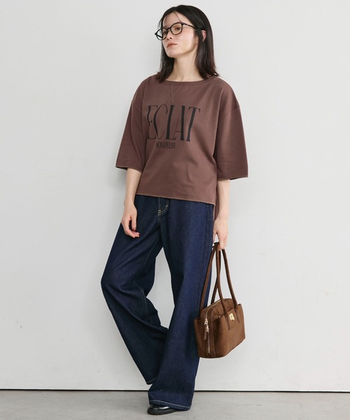 Doux archives(ドゥアルシーヴ)の「ECLATミニ裏毛ハーフスリーブプルオーバー(Tシャツ/カットソー・レディース・ワインレッド/チャコールグレー/ブラウン/アイボリー・FREE)」の6枚目の写真