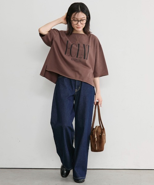 Doux archives(ドゥアルシーヴ)の「ECLATミニ裏毛ハーフスリーブプルオーバー(Tシャツ/カットソー・レディース・ワインレッド/チャコールグレー/ブラウン/アイボリー・FREE)」の12枚目の写真