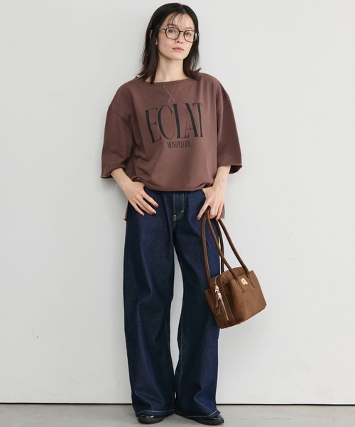 Doux archives(ドゥアルシーヴ)の「ECLATミニ裏毛ハーフスリーブプルオーバー(Tシャツ/カットソー・レディース・ワインレッド/チャコールグレー/ブラウン/アイボリー・FREE)」の7枚目の写真