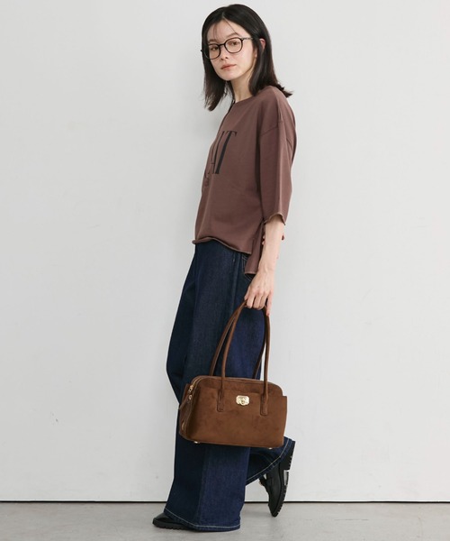 Doux archives(ドゥアルシーヴ)の「ECLATミニ裏毛ハーフスリーブプルオーバー(Tシャツ/カットソー・レディース・ワインレッド/チャコールグレー/ブラウン/アイボリー・FREE)」の8枚目の写真