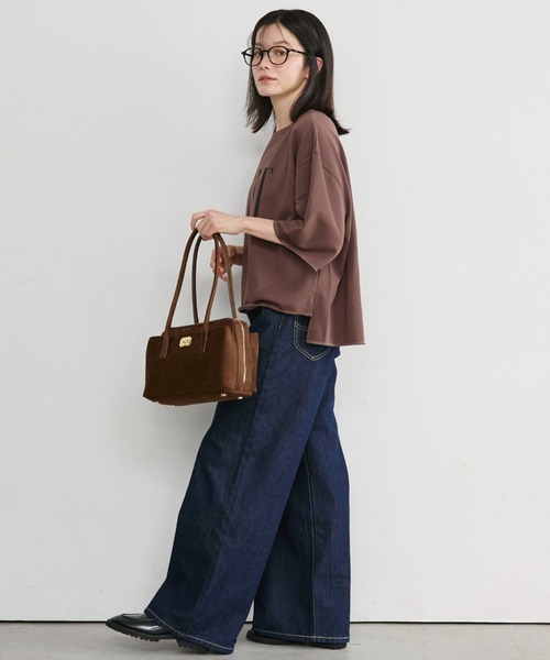 Doux archives(ドゥアルシーヴ)の「ECLATミニ裏毛ハーフスリーブプルオーバー(Tシャツ/カットソー・レディース・ワインレッド/チャコールグレー/ブラウン/アイボリー・FREE)」の9枚目の写真