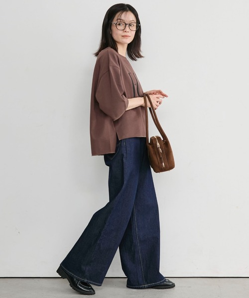 Doux archives(ドゥアルシーヴ)の「ECLATミニ裏毛ハーフスリーブプルオーバー(Tシャツ/カットソー・レディース・ワインレッド/チャコールグレー/ブラウン/アイボリー・FREE)」の11枚目の写真