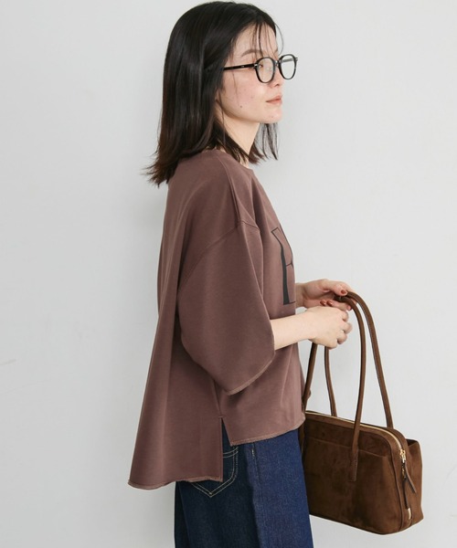 Doux archives(ドゥアルシーヴ)の「ECLATミニ裏毛ハーフスリーブプルオーバー(Tシャツ/カットソー・レディース・ワインレッド/チャコールグレー/ブラウン/アイボリー・FREE)」の17枚目の写真