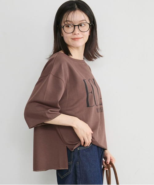 Doux archives(ドゥアルシーヴ)の「ECLATミニ裏毛ハーフスリーブプルオーバー(Tシャツ/カットソー・レディース・ワインレッド/チャコールグレー/ブラウン/アイボリー・FREE)」の18枚目の写真