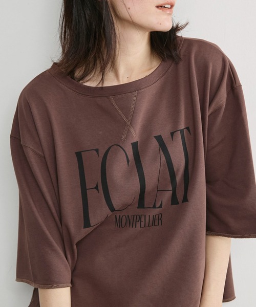 Doux archives(ドゥアルシーヴ)の「ECLATミニ裏毛ハーフスリーブプルオーバー(Tシャツ/カットソー・レディース・ワインレッド/チャコールグレー/ブラウン/アイボリー・FREE)」の19枚目の写真