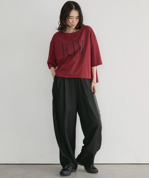 Doux archives(ドゥアルシーヴ)の「ECLATミニ裏毛ハーフスリーブプルオーバー(Tシャツ/カットソー・レディース・ワインレッド/チャコールグレー/ブラウン/アイボリー・FREE)」の20枚目の写真