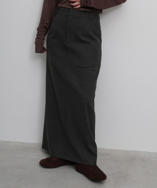 select MOCA(セレクトモカ)の「ウールライクIラインスカート(スカート・レディース・ブラウン/チャコールグレー・SMALL/MEDIUM/LARGE)」の2枚目の写真