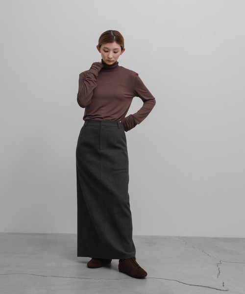 select MOCA(セレクトモカ)の「ウールライクIラインスカート(スカート・レディース・ブラウン/チャコールグレー・SMALL/MEDIUM/LARGE)」の4枚目の写真