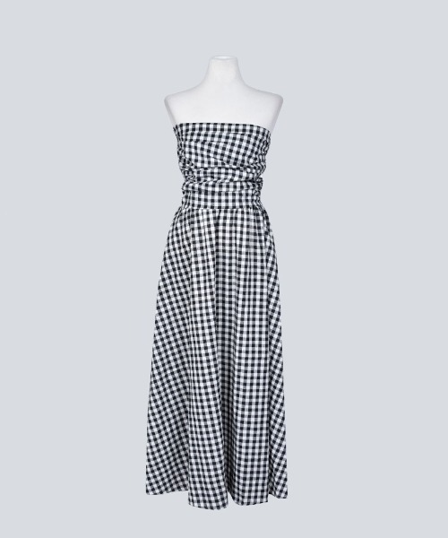 YUGA(ユーガ)の「YUGA_YGMC Korean-style Plaid strapless dress(ワンピース・レディース・ブラック/ライトブルー・FREE)」の20枚目の写真