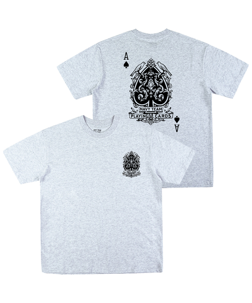 NAVYTEAM(ネイビーチーム)の「PLAYING CARDS 半袖Tシャツ(4色)(Tシャツ/カットソー・レディース・ホワイト/ライトグレー/ネイビー/ブラック・X-LARGE/SMALL/LARGE/MEDIUM)」の3枚目の写真