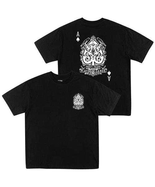 NAVYTEAM(ネイビーチーム)の「PLAYING CARDS 半袖Tシャツ(4色)(Tシャツ/カットソー・レディース・ホワイト/ライトグレー/ネイビー/ブラック・X-LARGE/SMALL/LARGE/MEDIUM)」の2枚目の写真